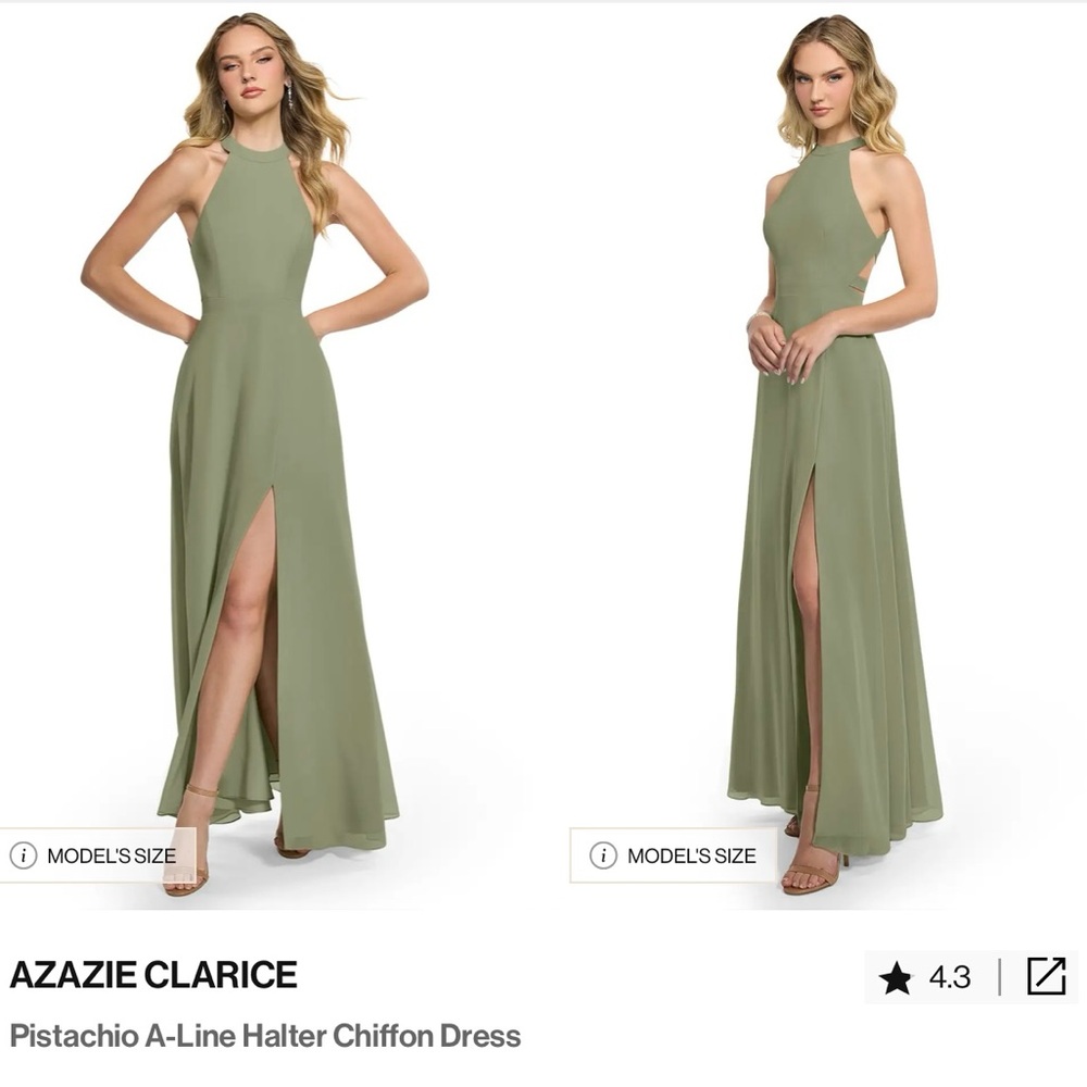 Azazie Green A-Line Halter High Low Dress